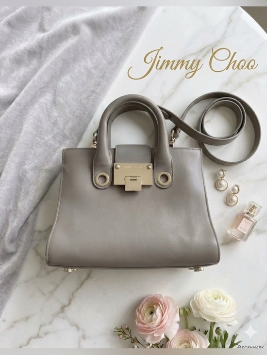 Jimmy Choo Handbags - 🌟 Authentic Jimmy Choo Riley S Small Calf Leather Crossbody Handbag Taupe Gray